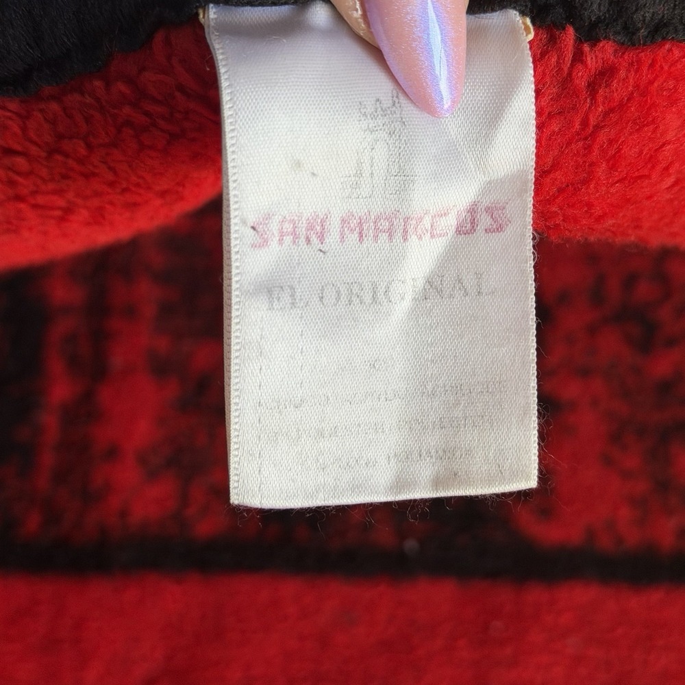Vintage San Marcos Horse Blanket Black Red Western Ranch Throw 77x92 - Picture 7 of 7